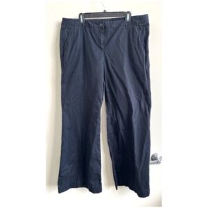 Lands End Women's Pants Size 16 Wide Leg Cotton Flat Front 29" Chino Black